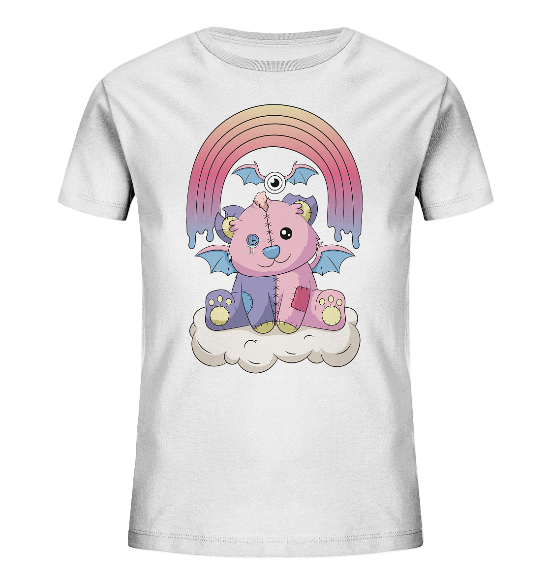 23-1135 Kawaii Rainbow Teddy - Kids Organic Shirt