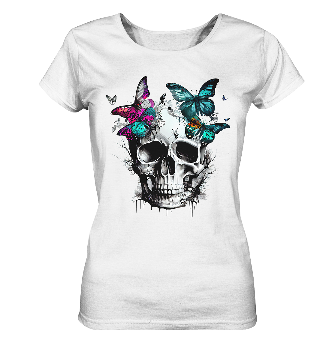 23-1048 Skull & Butterflys - Ladies Organic Shirt