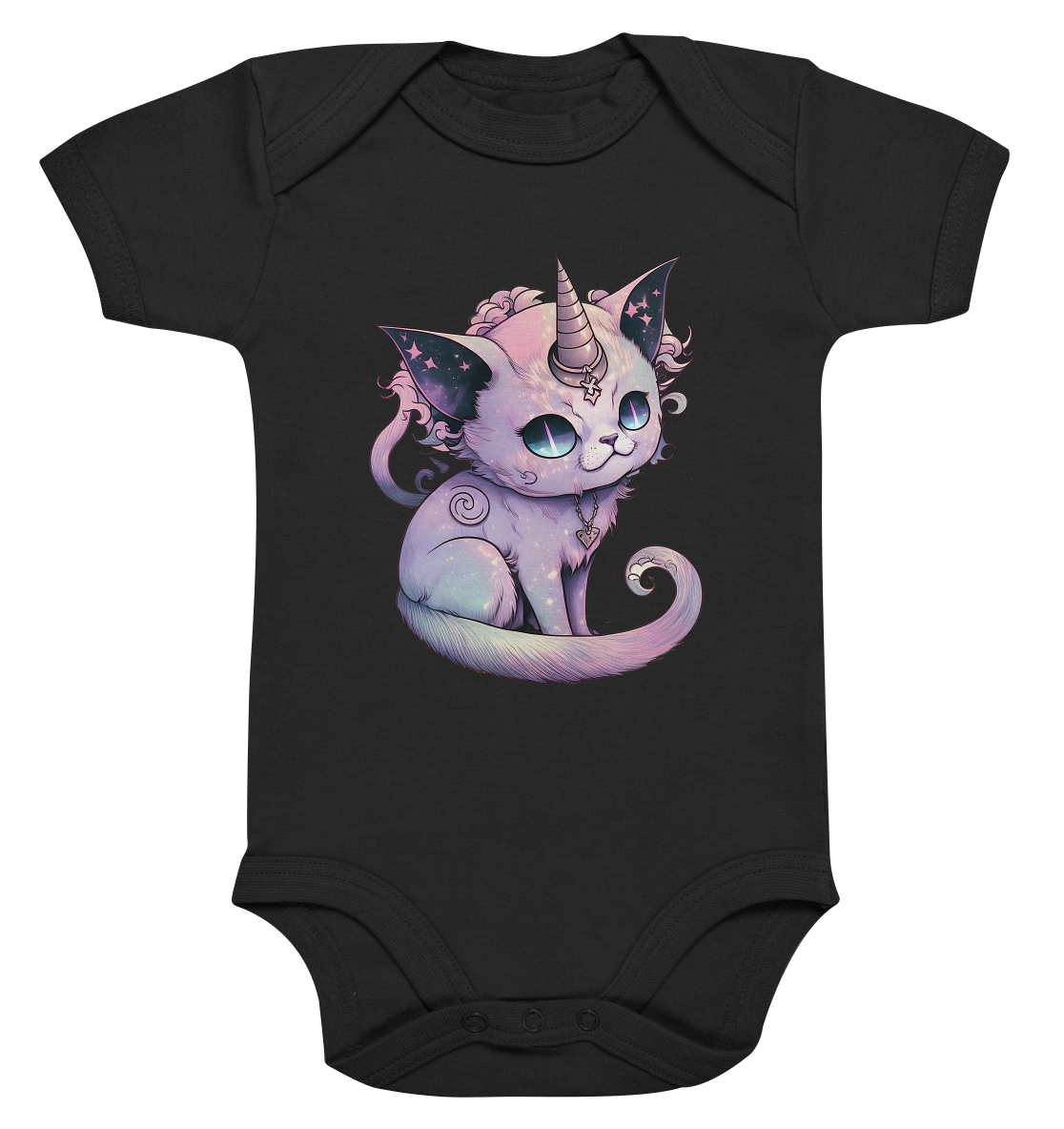 23-1155 Demon Unicorn Cat - Organic Baby Bodysuite