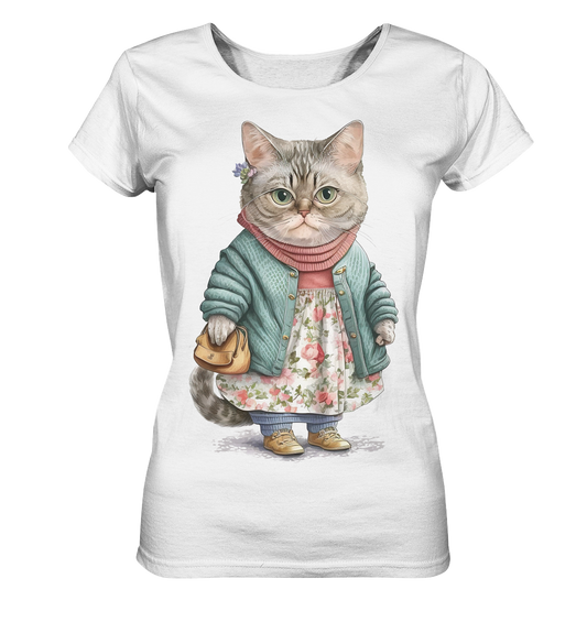 Vintage Cat Cat Mom - Ladies Organic Basic Shirt
