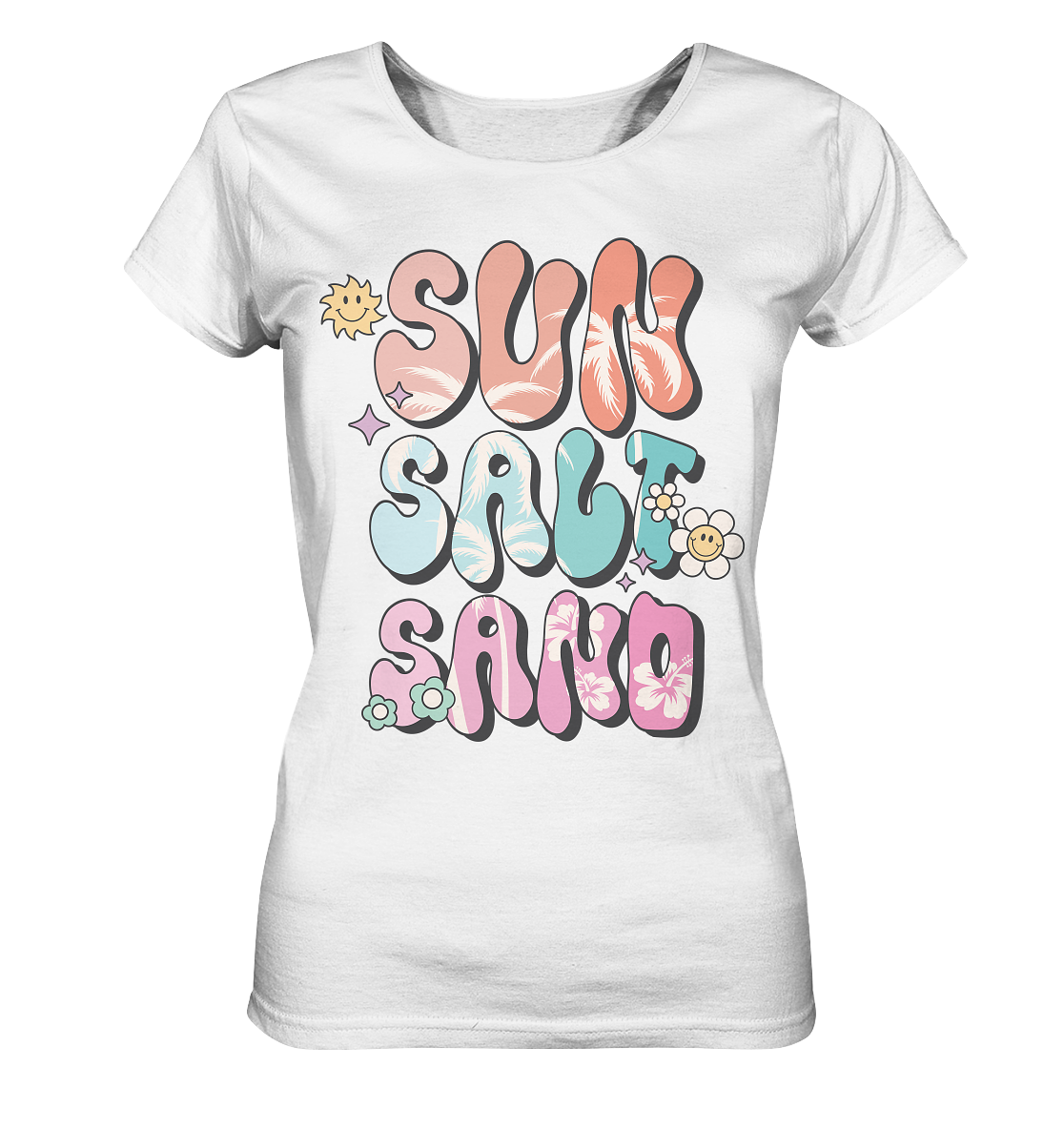 Retro Summer - Sun Salt Sand - Ladies Organic Basic Shirt