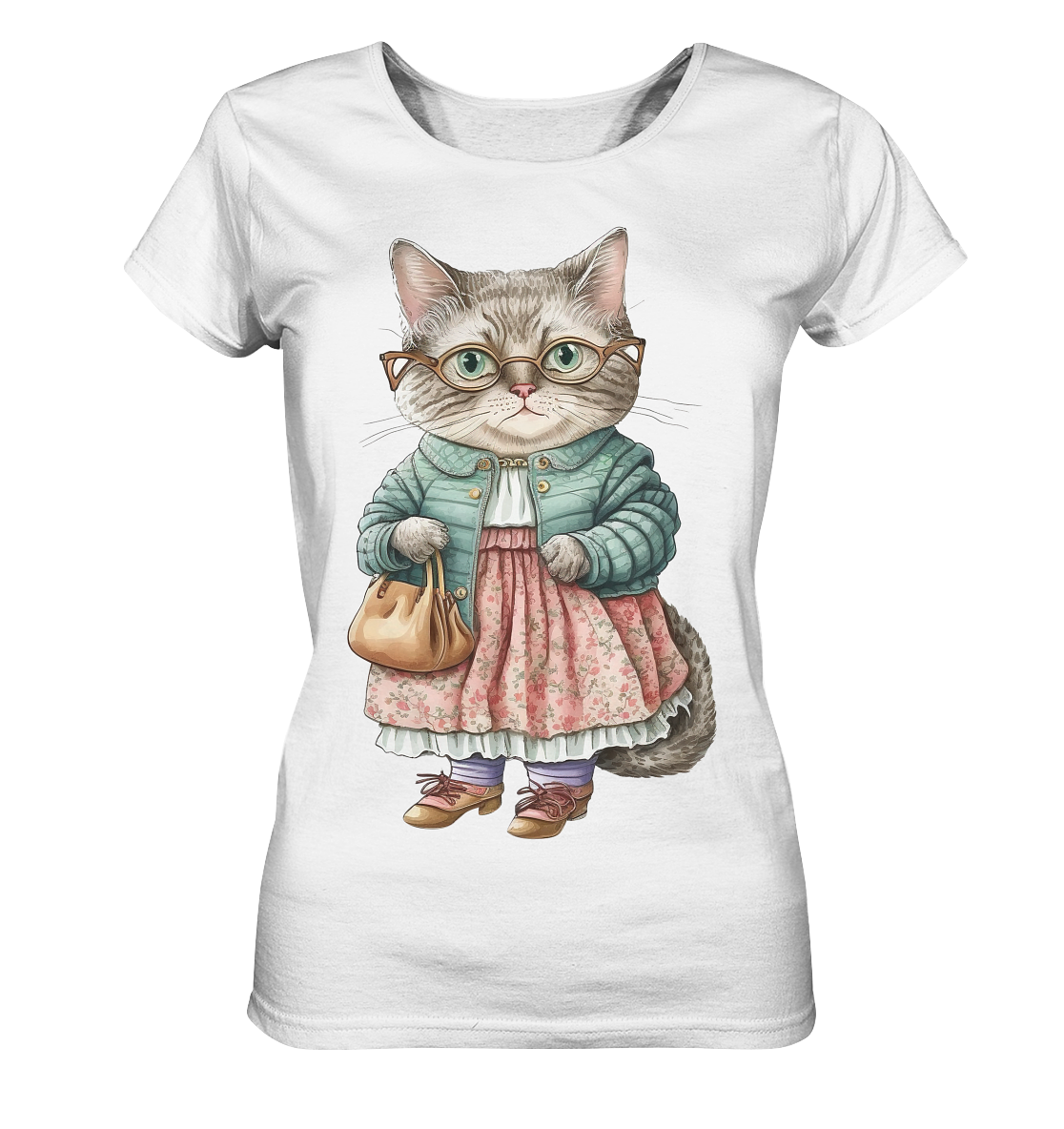 Vintage Cat Cat Girl - Ladies Organic Basic Shirt